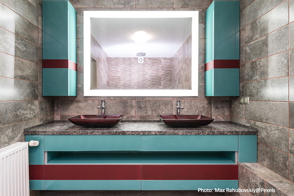 tiling
                  with bright-coloured grout